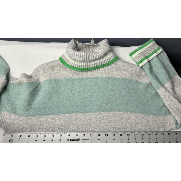 J Crew Sweater Womens M Gray Green Striped Turtleneck Supersoft Alpaca Wool - Picture 6 of 15